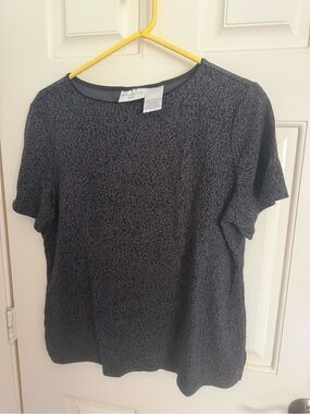 Worthington Black Short Sleeve Leopard-Print Tee